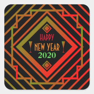 Gatsby Miami 1920's Happy New Year Square Sticker
