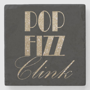 Gatsby party Gold and Black Pop Fizz Clink Stone Coaster