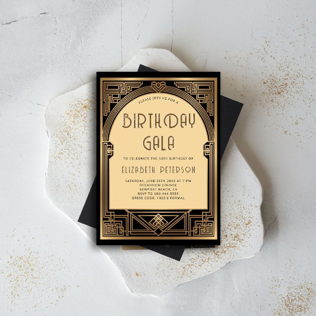 Gatsby Party Roaring 20s Art Deco Arch Birthday Invitation (gatsby party invitation roaring 1920 twenties prohibition art deco nouveau frame arch business event)