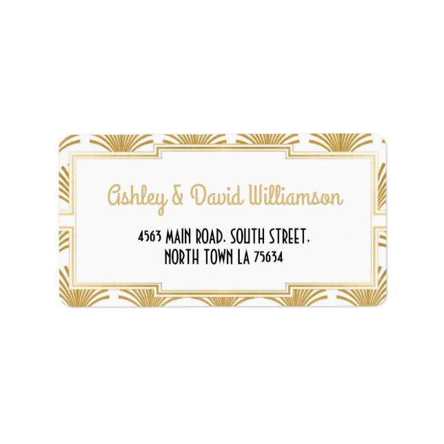 Gatsby Return Address Label Art Deco Wedding 1920s (Front)
