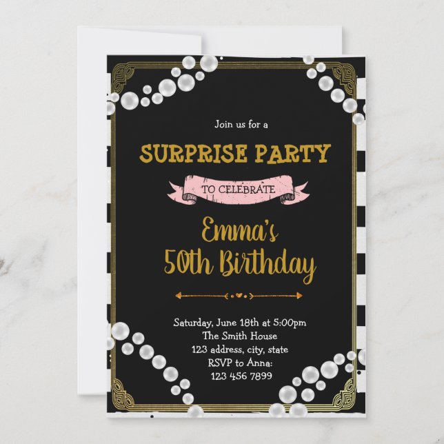 Gatsby roaring 1920 birthday invitation (Front)