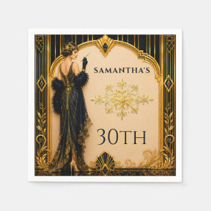 Gatsby roaring twenties flapper girl 30th birthday napkin