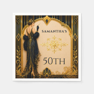 Gatsby roaring twenties flapper girl 50th birthday napkin