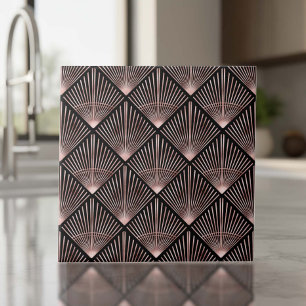 Gatsby Rose Gold Art Deco Fan Pattern ID1188 Tile