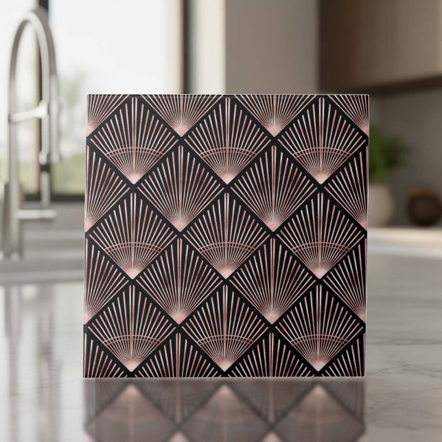 Gatsby Rose Gold Art Deco Fan Pattern ID1188 Tile (Creator Uploaded)