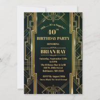 Gatsby Style Suprise Birthday Invite 5x7