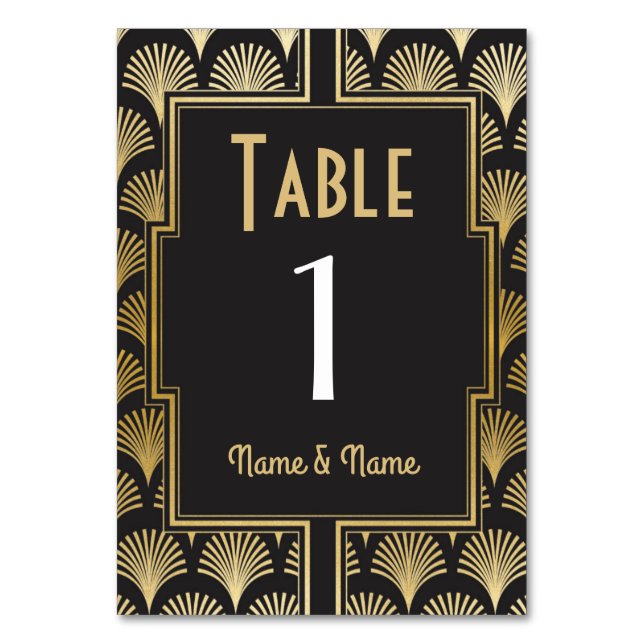 Gatsby Table Number 1920's Roaring 20s Wedding (Front)