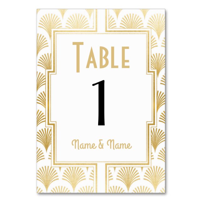 Gatsby Table Number 1920's Roaring 20s Wedding (Front)