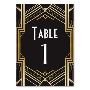 Gatsby Table Number 1920's Roaring 20s Wedding
