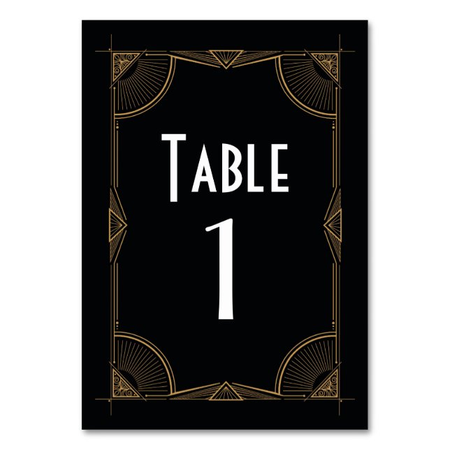 Gatsby Table Number 1920's Roaring 20s Wedding (Front)