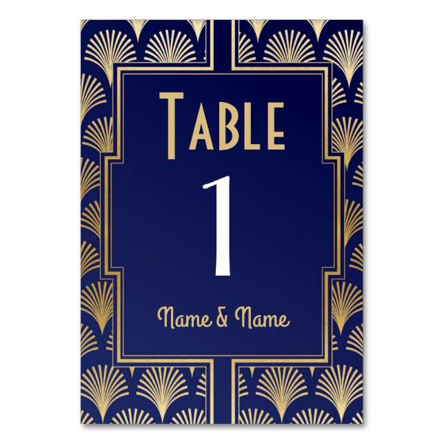 Gatsby Table Number 1920's Roaring 20s Wedding (Front)