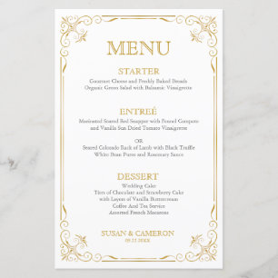 Gatsby Vintage Dinner Menu   Editable Colour