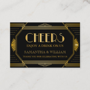 Gatsby Wedding Free Drink Ticket   Custom Colour