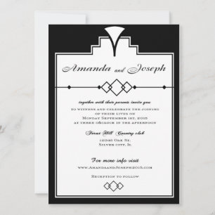 Gatsby Wedding invitation Black and white