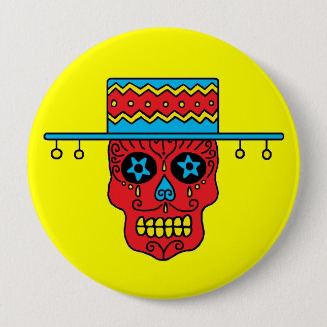 Gaucho Sugar Skull 10 Cm Round Badge (Front)