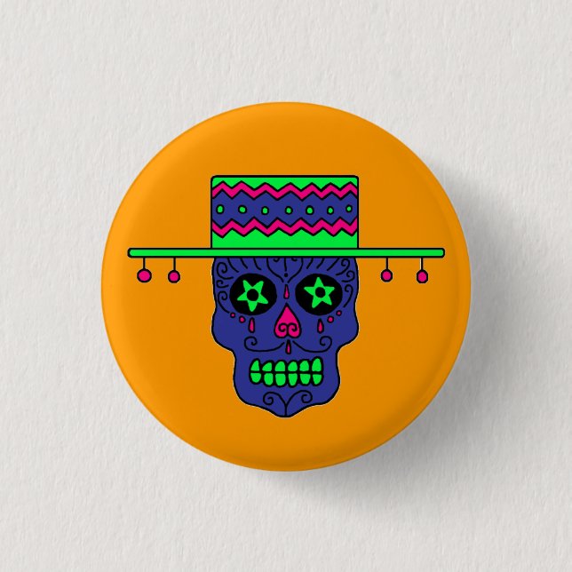 Gaucho Sugar Skull 3 Cm Round Badge (Front)