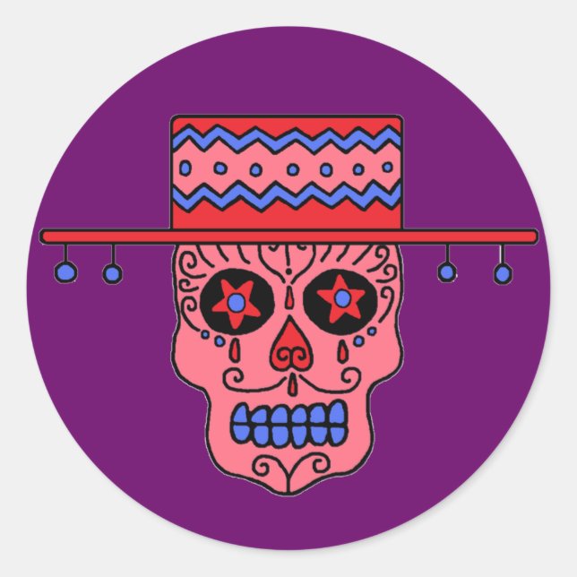 Gaucho Sugar Skull Classic Round Sticker (Front)