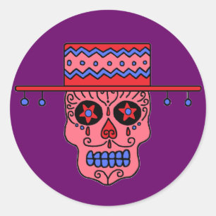 Gaucho Sugar Skull Classic Round Sticker
