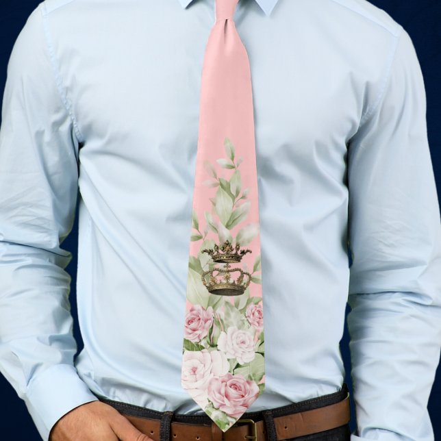 Gaudete Sunday Christmas Advent Roses Tie (Gaudete Sunday Christmas Advent necktie with crowns and roses.)