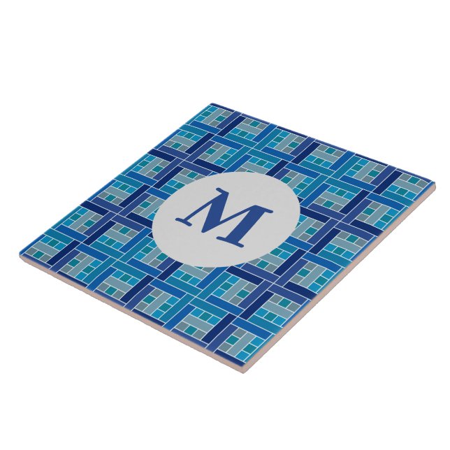 Gaudí cobalt blue square mosaic tile (Side)