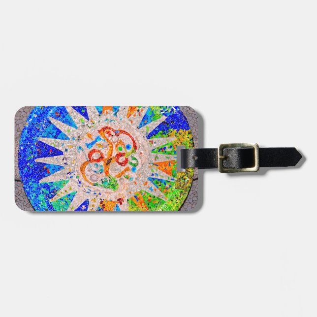 Gaudi Detail Blue Luggage Tag (Front Horizontal)