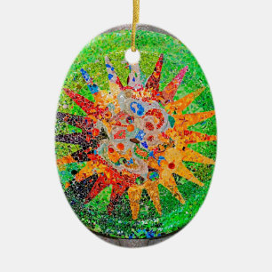 Gaudi Detail Green Ceramic Tree Decoration