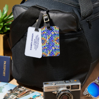 Gaudi Inspired Blue Round Shapes Mosaic Pattern Luggage Tag