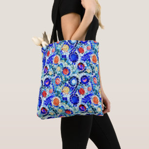 Gaudi Inspired Multicolor Mosaic Pattern Tote Bag