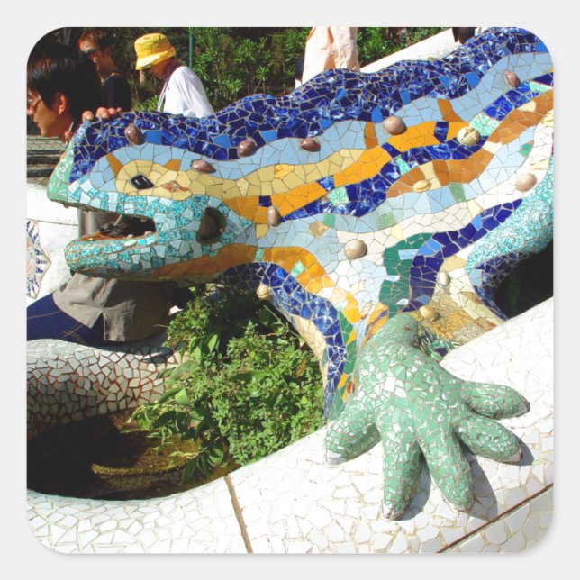 Gaudi Lizard Mosaics Square Sticker (Front)
