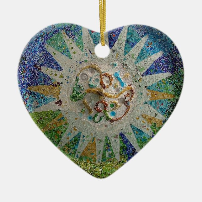 Gaudi Mosaic Ceramic Tree Decoration (Front)
