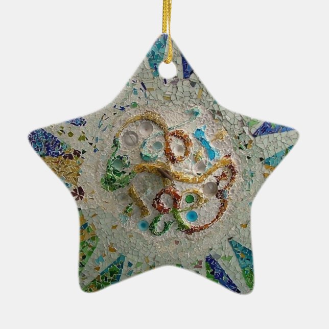 Gaudi Mosaic Ceramic Tree Decoration (Back)