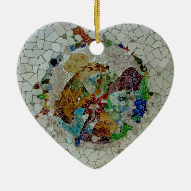 Gaudi Mosaic Ceramic Tree Decoration (Front)
