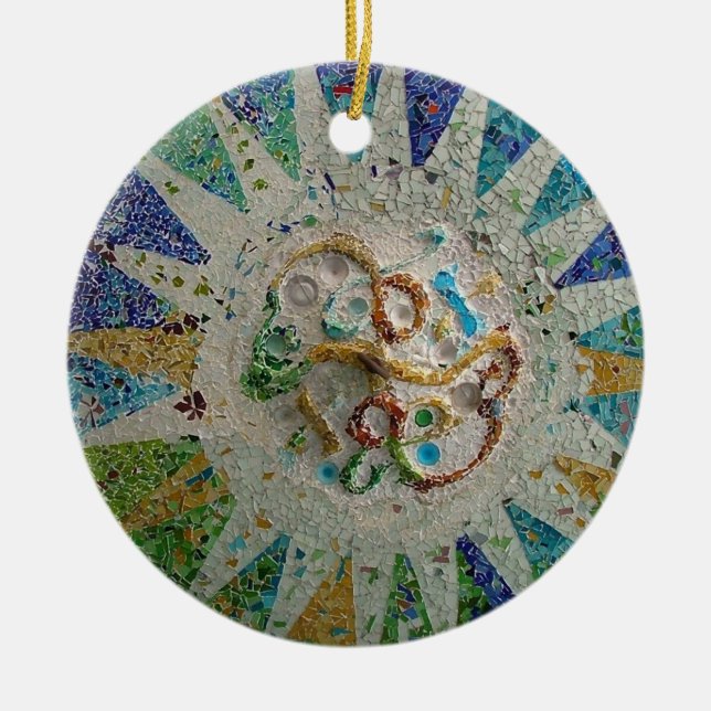 Gaudi Mosaic Ceramic Tree Decoration (Front)