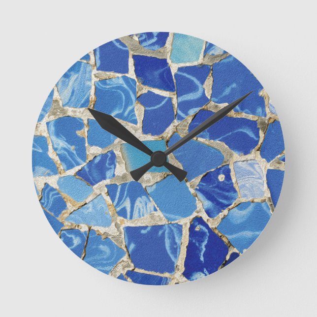 Gaudi Mosaics With an Oil Touch Round Clock (Front)