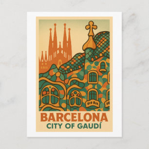 Gaudí’s Retro Dream – Barcelona Travel Postcard