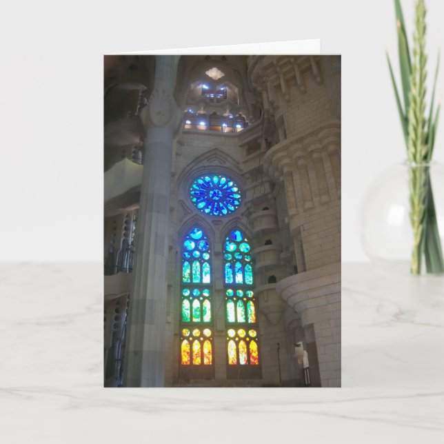 Gaudi - Sagrada Familia stained glass windows Holiday Card (Front)