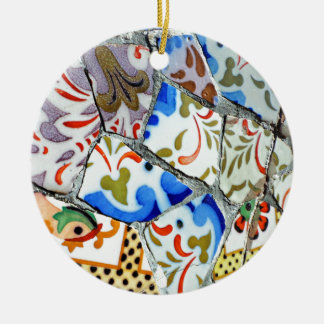 Gaudi's Park Guell Mosaic Tiles Ceramic Tree Decoration