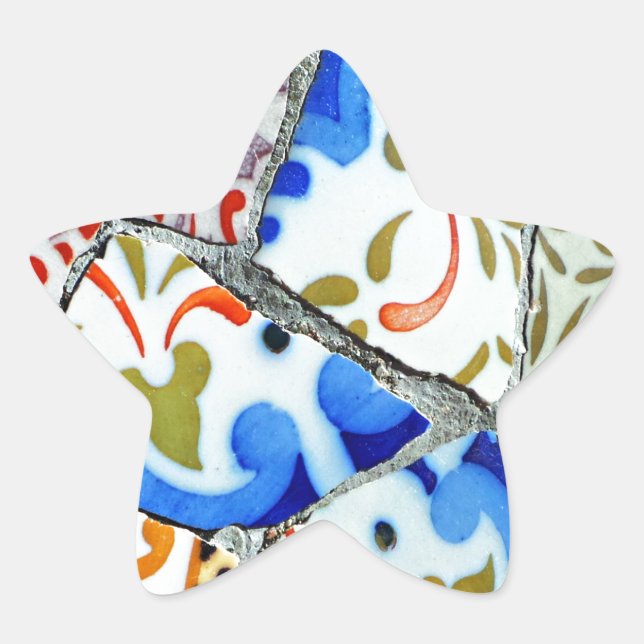 Gaudi's Park Guell Mosaic Tiles Star Sticker (Front)