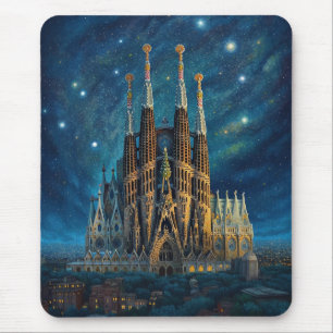 Gaudi's Starry Dream   Barcelona Sagrada Familia Mouse Mat
