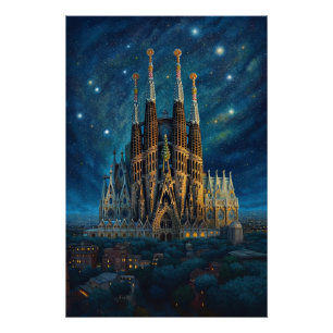 Gaudi's Starry Dream Barcelona Sagrada Familia Poster