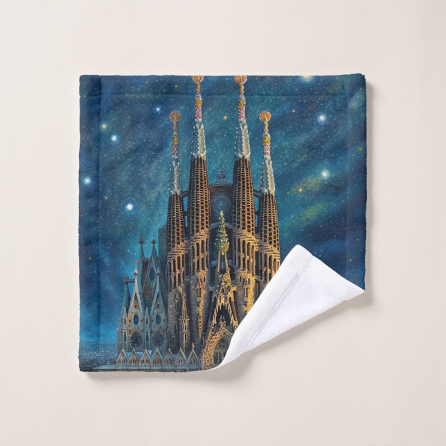 Gaudi's Starry Dream | Barcelona Sagrada Familia Wash Cloth (Wash Cloth)