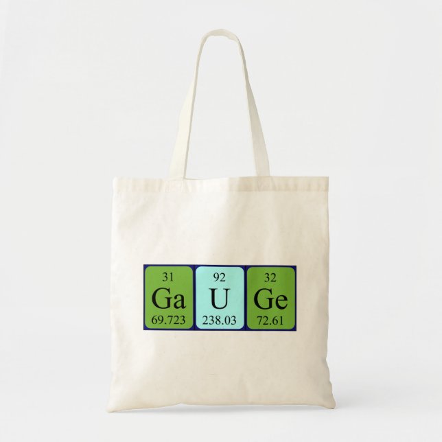 Gauge periodic table name tote bag (Front)