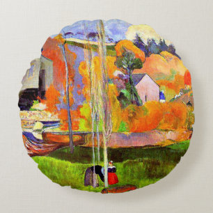 Gauguin - A Breton Landscape-David's Mill-1894 Round Cushion
