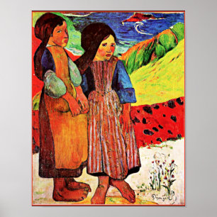 Gauguin - Breton Girls by the Sea Poster