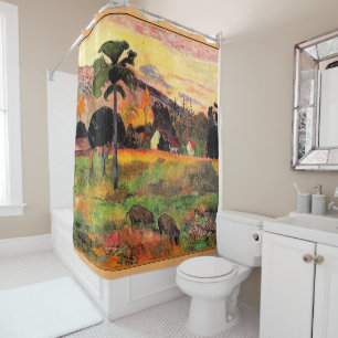 Gauguin - Come Here, Road in Tahiti Shower Curtain