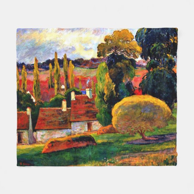 Gauguin: Farm in Brittany, famous painting Fleece Blanket (Front (Horizontal))