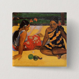 Gauguin French Polynesia Tahiti Women Painting 15 Cm Square Badge