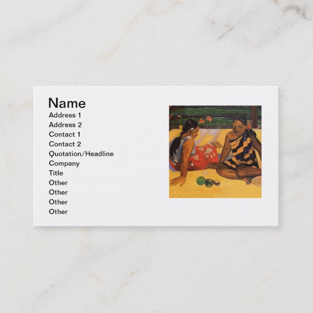 Gauguin French Polynesia Tahiti Women Painting Business Card (Front)
