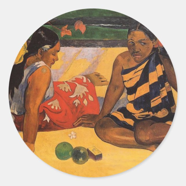 Gauguin French Polynesia Tahiti Women Painting Classic Round Sticker (Front)