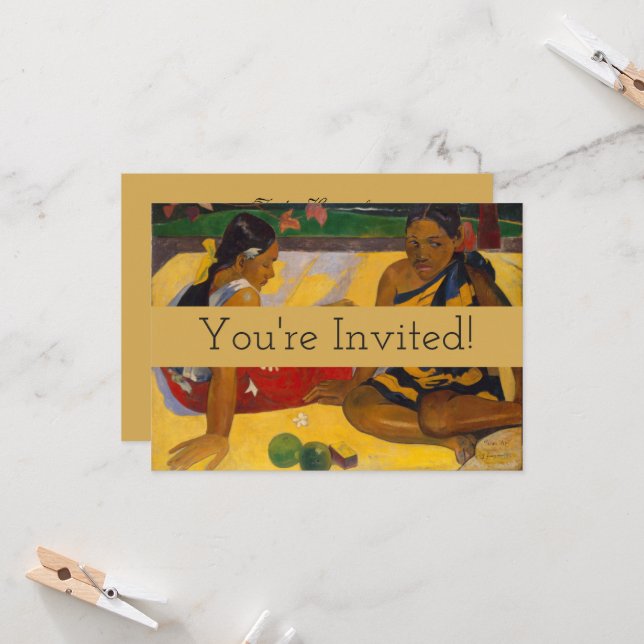 Gauguin French Polynesia Tahiti Women Painting Invitation (Front/Back In Situ)